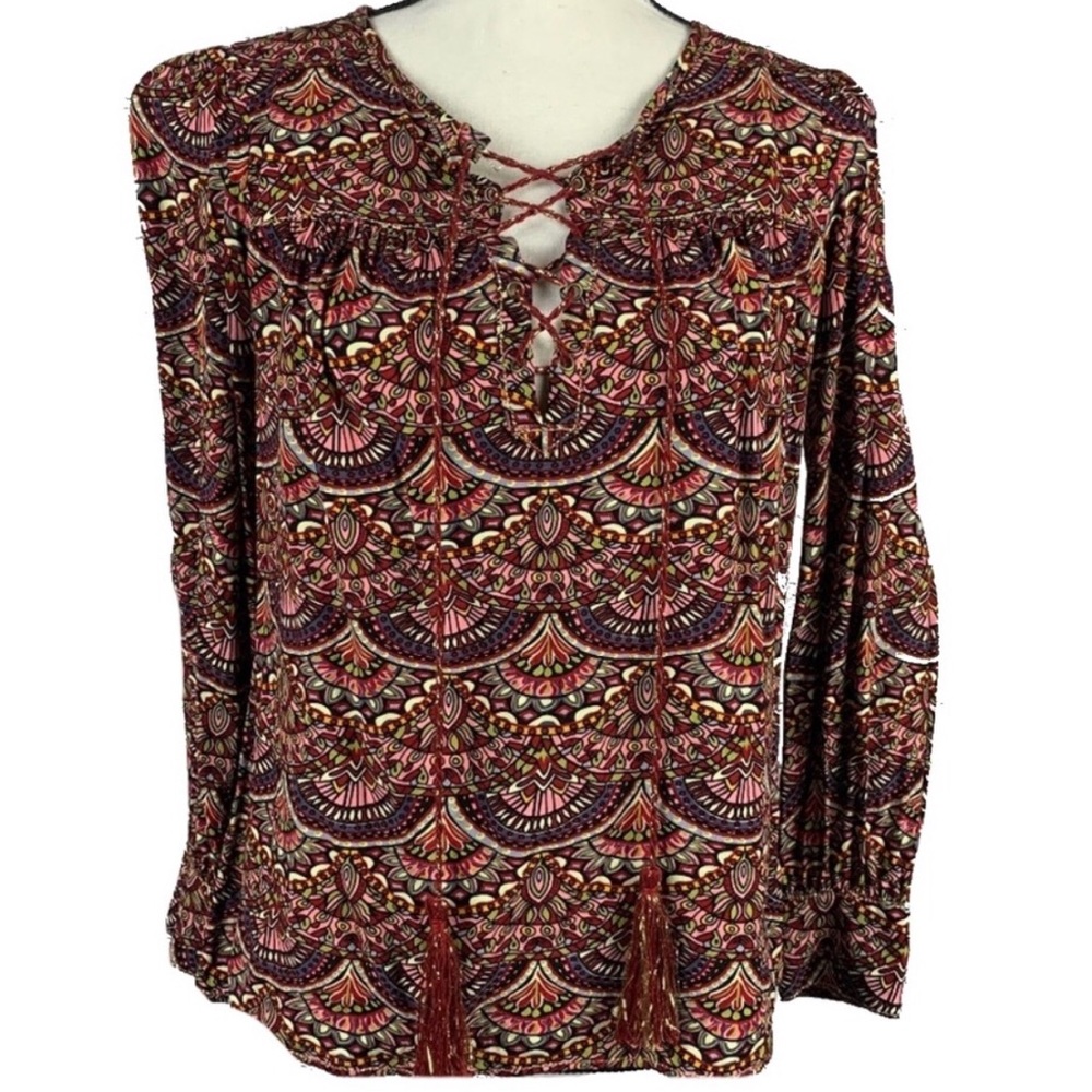 Chelsea & Violet Paisley Print Peasant Blouse
